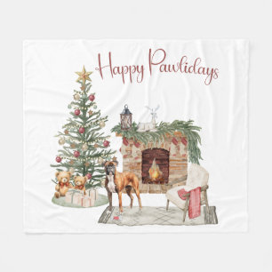 Fröhliche Pawlidays Hunde-Design - Boxer Fleecedecke