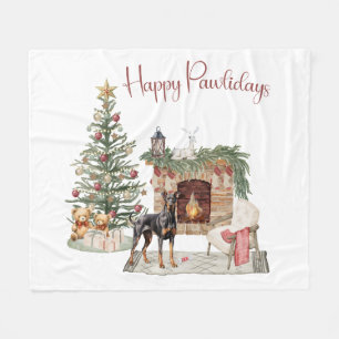 Fröhliche Pawlidays Hunde-Design - Dobermann Fleecedecke