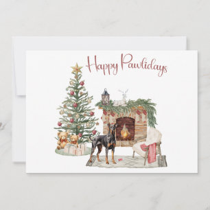 Fröhliche Pawlidays Hunde-Design - Dobermann Pinsc Feiertagskarte