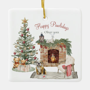 Fröhliche Pawlidays Hunde-Design - Englische Bulld Keramikornament