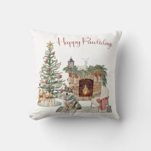 Fröhliche Pawlidays Hunde-Design - Husky Kissen