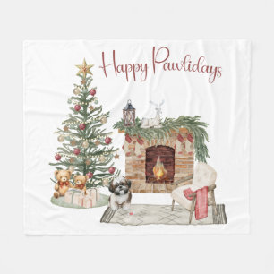 Fröhliche Pawlidays Hunde-Design - Shih Tzu Fleecedecke