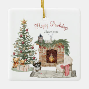 Fröhliche Pawlidays Hunde-Design - Shih Tzu Keramikornament
