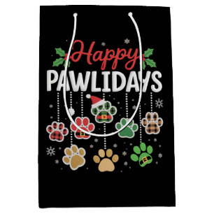 Fröhliche Pawlidays Lustiger Weihnachts Hund Pfote Mittlere Geschenktüte