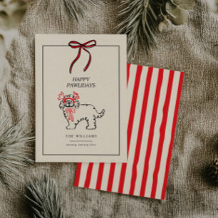 Fröhliche Pawlidays moderne Hunde-Familien-Weihnac Feiertagskarte