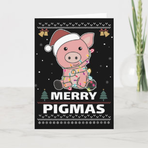 Fröhliche Pigmas Lustige Schwein Weihnachten Worts Karte