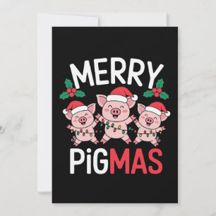Fröhliche Pigmas Weihnachten Schwein Santa Hut Ste Einladung