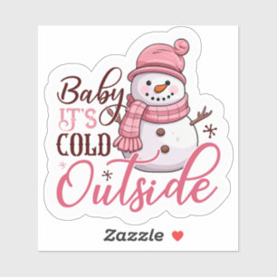 Fröhliche Pink Snowman wünscht Ihnen frohe Weihnac Aufkleber