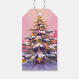 Fröhliche Pink Weihnachten   Wasserfarbe Feiertage Geschenkanhänger