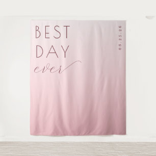Fröhliche Pinke Minimalistische Kalligrafie Wandteppich