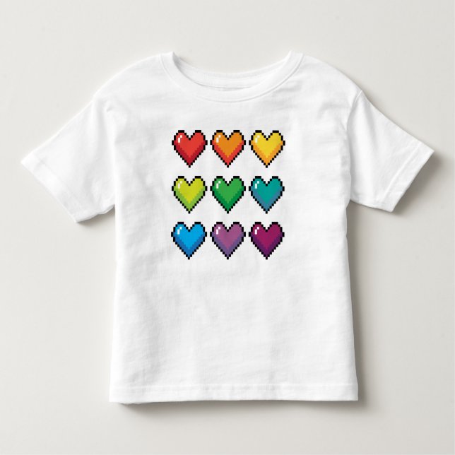 Fröhliche Pixel Rainbow Hearts - Neuartiger T - Sh Kleinkind T-shirt (Vorderseite)
