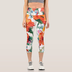 Fröhliche Poppies Rote Drei-Sterne-Kunst Capri Leggings