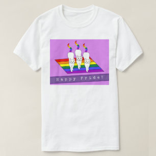 Fröhliche Pride-LGBT-Katzen mit Regenbogenflagge T-Shirt
