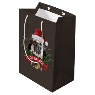 Fröhliche Pugmas Geschenk-Tasche Mittlere Geschenktüte