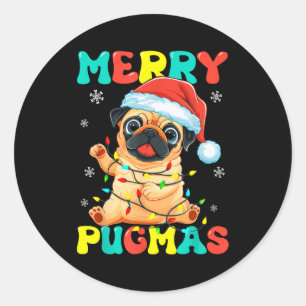 Fröhliche Pugmas Pug Weihnachten Santa Pug Xmas Li Runder Aufkleber