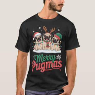 Fröhliche Pugmas Weihnachten Drei Santa Rentier El T-Shirt