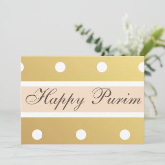 Fröhliche Purim-Karte mit goldenen Tupfen Feiertagskarte