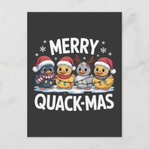 Fröhliche Quackmas Niedliche Kawaii-Enten Feiertag Postkarte