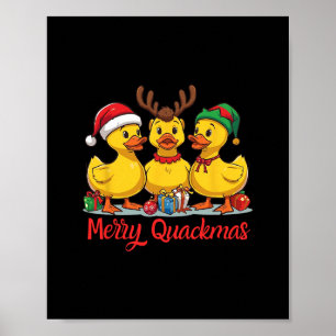 Fröhliche Quackmas Weihnachten Santa Hut Rentier E Poster