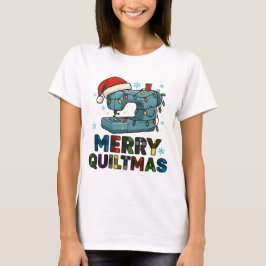 Fröhliche Quiltmas-Nähmaschine  T-Shirt