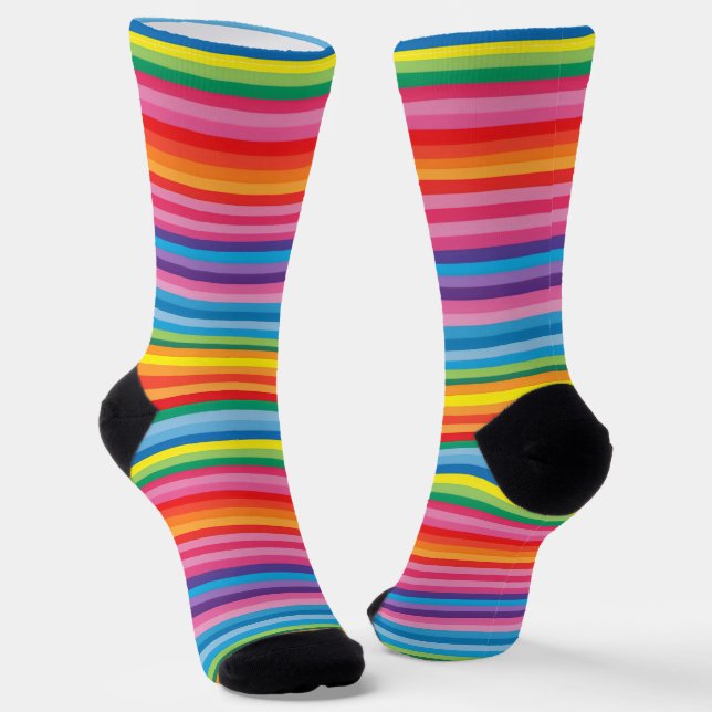 Fröhliche Regenbogenstreifen Socken (Gewinkelt)