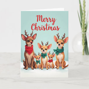 Fröhliche Reh-Hunde Weihnachtskarte Karte