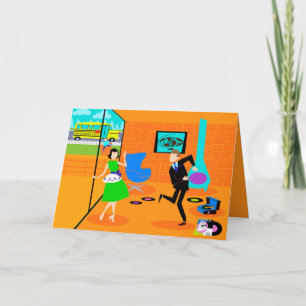 Fröhliche Retro-Eltern-Grußkarte Karte