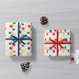 Fröhliche Retro-Weihnachtsdekoration mit Girlande Geschenkpapier