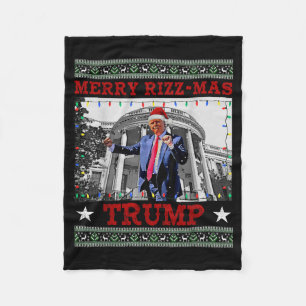 Fröhliche Rizzmas Trump Lustig Humorvoll Trump Tan Fleecedecke