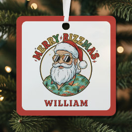 Fröhliche Rizzmas Weihnachtsmann mit Sonnenbrille  Ornament Aus Metall