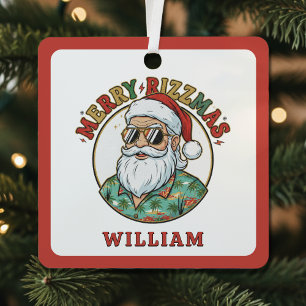Fröhliche Rizzmas Weihnachtsmann mit Sonnenbrille Ornament Aus Metall