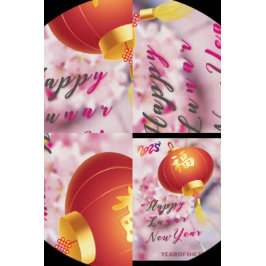 Fröhliche rosa Blume Laternenchinesisch Neues Jahr Feiertagspostkarte