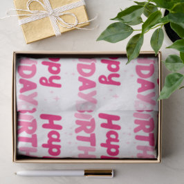Fröhliche rosa 'Happy Birthday'-Typografie  Seidenpapier