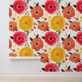 Fröhliche Rosa und Gelbe Wasserfarbe Tapete