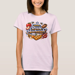 🍯 🍎🐟 Fröhliche Rosch ha-Schana-Symbole T-Shirt