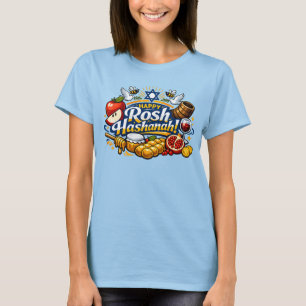 🍯 🍎🐟  Fröhliche Rosch ha-Schana-Symbole T-Shirt