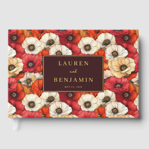Fröhliche rote Blumenmohn-Feier Gästebuch