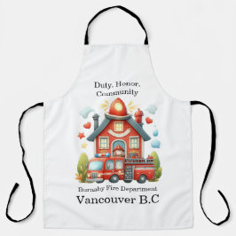 Fröhliche rote Feuerwehr und LKW Schürze