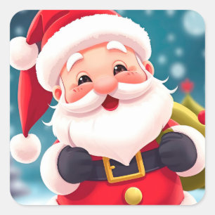 Fröhliche Santa-Claus-Illustration zum Feiern Quadratischer Aufkleber