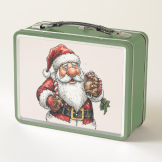 Fröhliche Santa-Weihnachts-Lunchbox Metall Brotdose