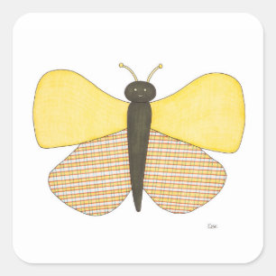 Fröhliche Schmetterlingsticker-Erin Brie Art Squar Quadratischer Aufkleber