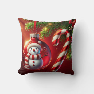 Fröhliche Schneemann-Weihnachtsdekoration Kissen