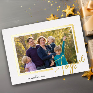 Fröhliche Schrift Moderne Minimale Foto Weihnachte Folien Feiertagskarte