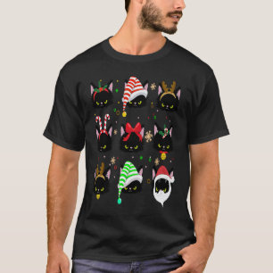 Fröhliche schwarze Katze Weihnachten Xmas Catsma T-Shirt