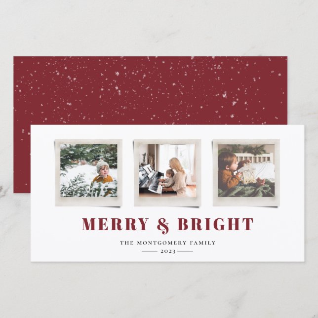Fröhliche Sentiments Snapshot Holiday Card (Vorne/Hinten)