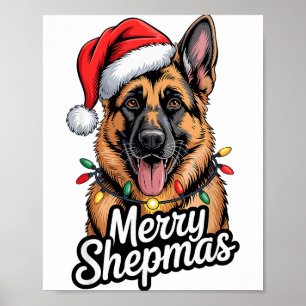 Fröhliche Shepmas Deutsche Schäferhund Weihnachtsb Poster