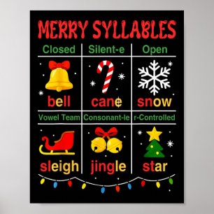 Fröhliche Silben Silbentypen Bildung Kinder Poster