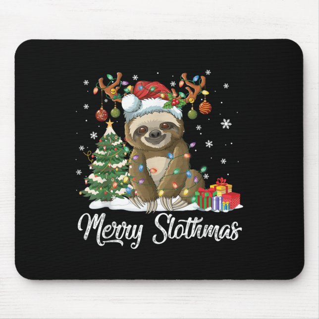 Fröhliche Slothmas Lustige Faultier Weihnachtsbaum Mousepad (Vorne)