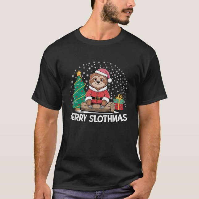 Fröhliche Slothmas niedliche Weihnachtsfeier Weihn T-Shirt (Vorderseite)