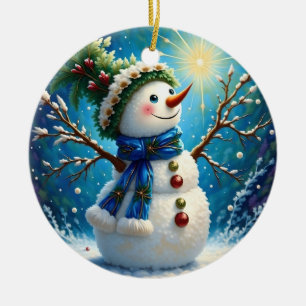 Fröhliche Snowman-Ornament Keramik Ornament